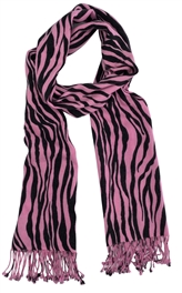 A-SHU PINK ANIMAL PRINT REVERSIBLE PASHMINA SHAWL SCARF 